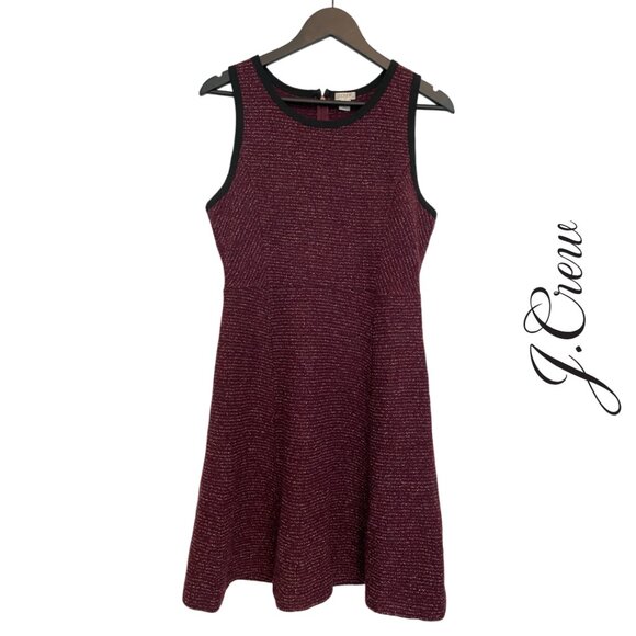 J. Crew | Fit and Flare tweed Dress, Size 10, Maroon - Picture 1 of 4